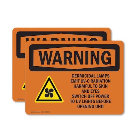Signmission Radiation & Laser Sign, 5 in H x 7 in W, Vinyl Decal, Rectangle OS-2PACK-WS-D-57-L-12163